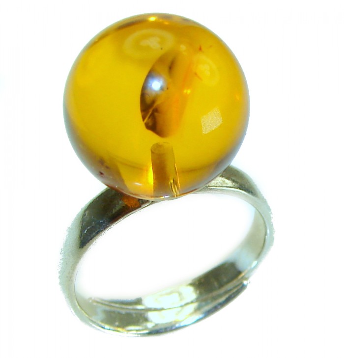Beauty of the Sea natural Baltic Amber .925 Sterling Silver handcrafted ring; s. 5 1/4