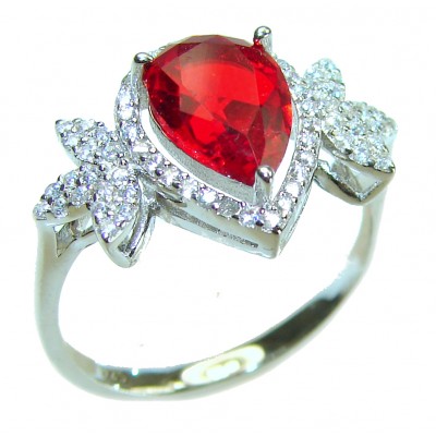 Luxurious 6.2 carat Ruby .925 Sterling Silver handcrafted Ring size 7 1/4