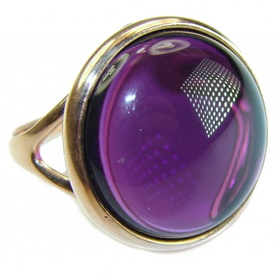 Purple Full Moon 21.2 carat Amethyst 14K Gold over .925 Sterling Silver Handcrafted Large Ring size 9