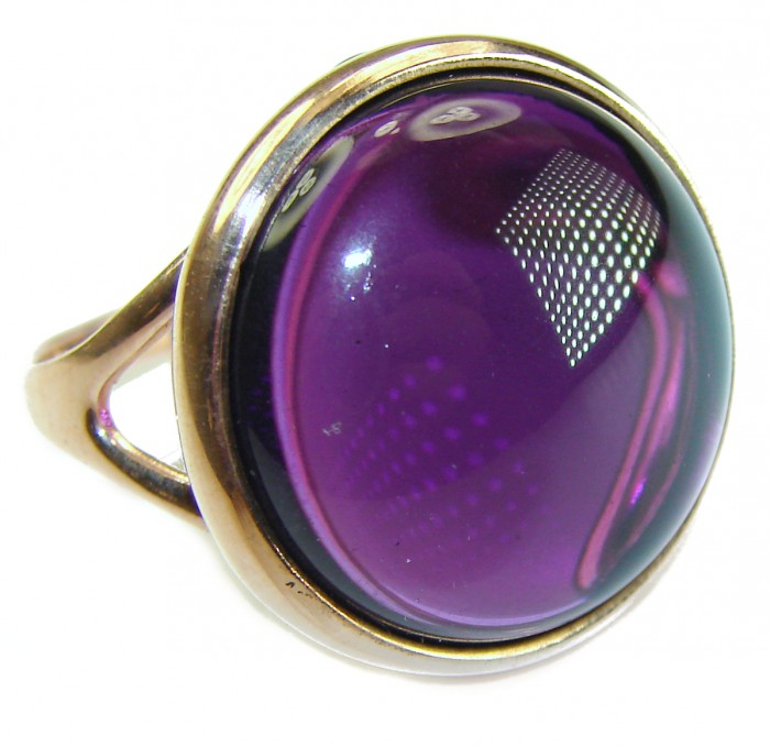 Purple Full Moon 21.2 carat Amethyst 14K Gold over .925 Sterling Silver Handcrafted Large Ring size 9