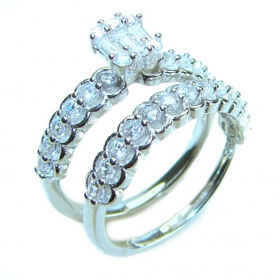 Dazzling - Exclusive 8.6 carat White Topaz .925 Sterling Silver handcrafted stack ring size 7