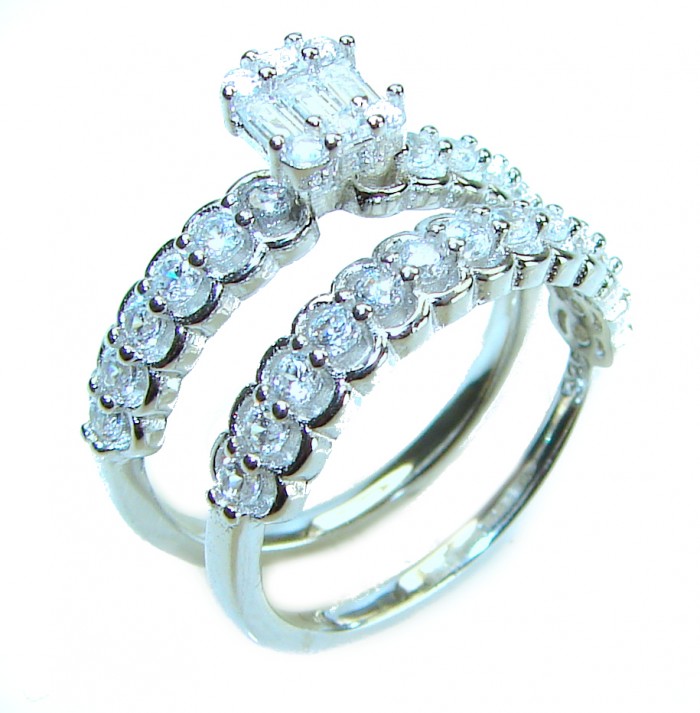 Dazzling - Exclusive 8.6 carat White Topaz .925 Sterling Silver handcrafted stack ring size 7