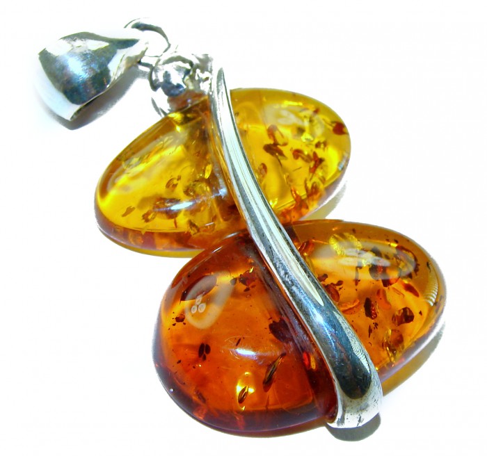 Authentic Golden Baltic Amber .925 Sterling Silver beautifully handcrafted Pendant