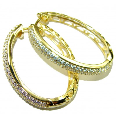 Exclusive 10.2 carat White Topaz 14K Gold over .925 Sterling Silver handcrafted Earrings