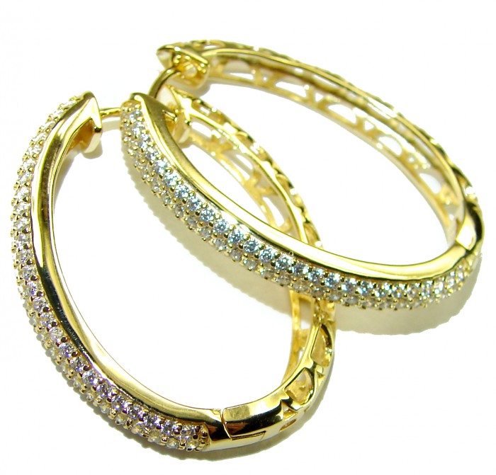 Exclusive 10.2 carat White Topaz 14K Gold over .925 Sterling Silver handcrafted Earrings