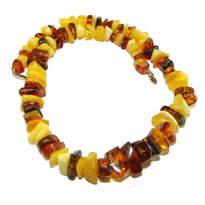 Dazzling vintage natural Baltic Amber butterscotch .925 Sterling Silver handcrafted Large necklace