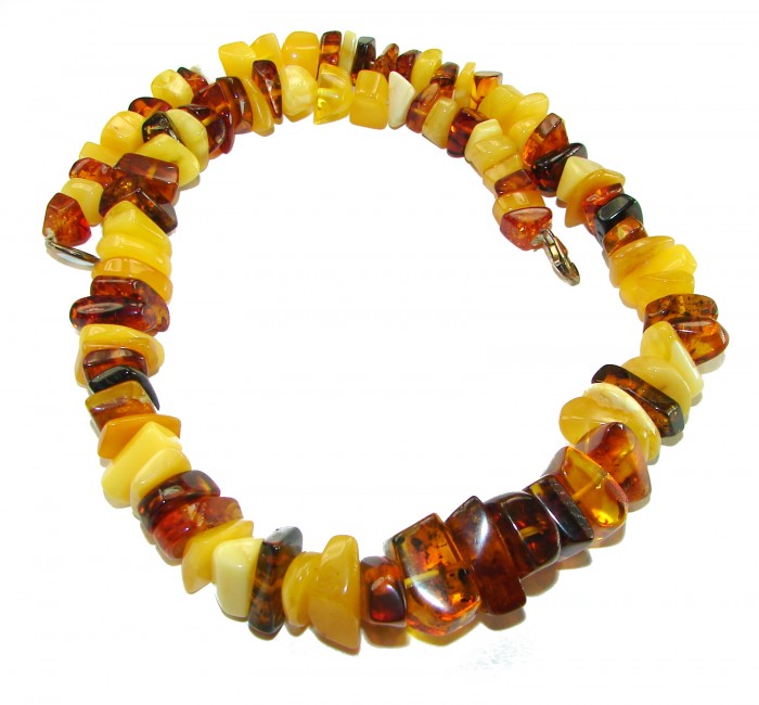 Dazzling vintage natural Baltic Amber butterscotch .925 Sterling Silver handcrafted Large necklace