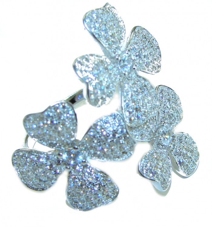 Dazzling Star Exclusive White Topaz .925 Sterling Silver handcrafted ring size 6 1/4