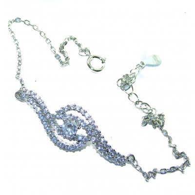 Precious Bow genuine 9.9 carat White Sapphire .925 Sterling Silver handcrafted Bracelet