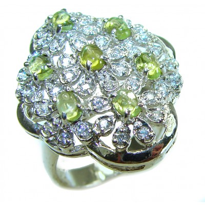 Alessia authentic 11.9 carat Peridot .925 Sterling Silver handmade Ring s. 7