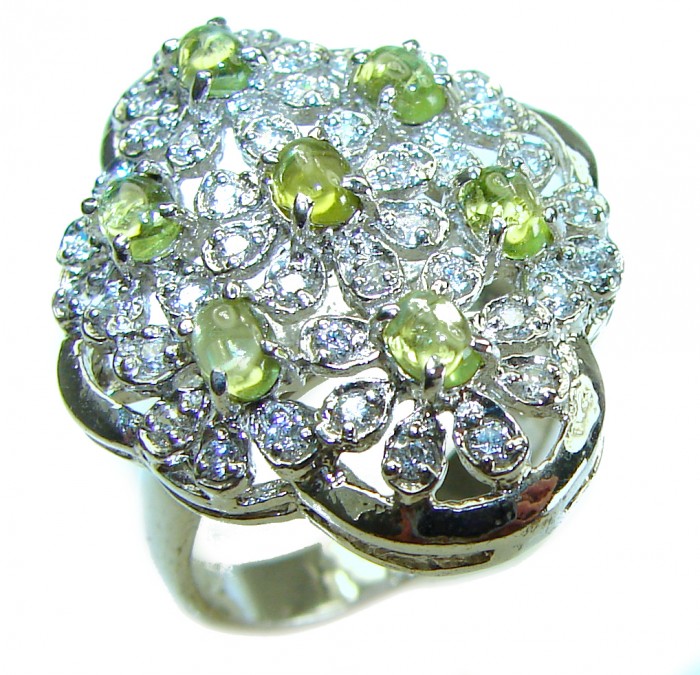 Alessia authentic 11.9 carat Peridot .925 Sterling Silver handmade Ring s. 7