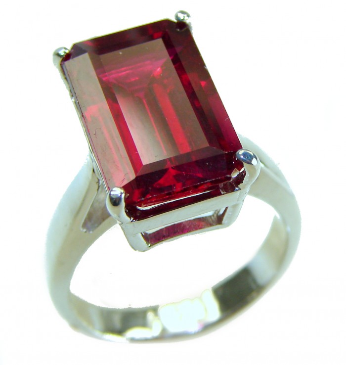 Red Extravaganza 8.5 carat Red Topaz .925 Silver handcrafted Cocktail Ring s. 7