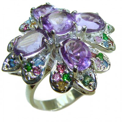 Dramatic design 11.8 carat AUTHENTIC Amethyst.925 Sterling Silver Handcrafted Ring size 7 1/2