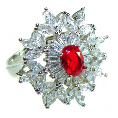 Luxurious 2.2 carat Ruby .925 Sterling Silver handcrafted Ring size 8
