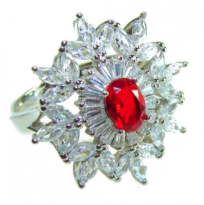 Luxurious 2.2 carat Ruby .925 Sterling Silver handcrafted Ring size 8