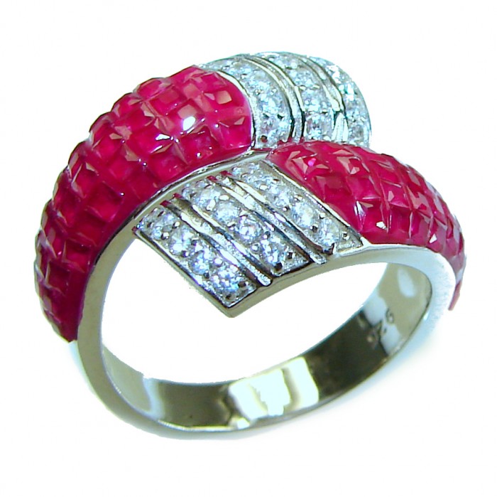 Luxurious 6.2 carat Ruby .925 Sterling Silver handcrafted Ring size 7