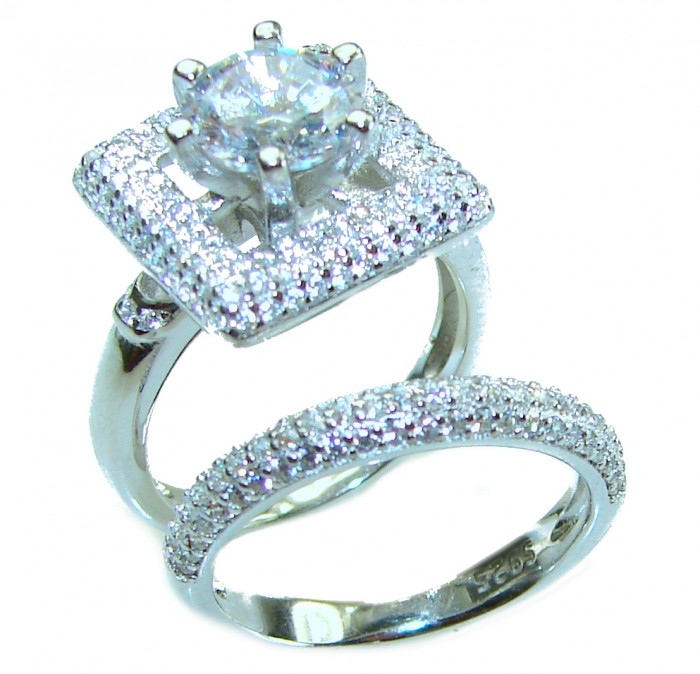 Dazzling - Exclusive 5.6 carat White Topaz .925 Sterling Silver handcrafted Stackable ring size 6