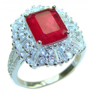 Eternity - Born to Glam authentic 6.3 carat Ruby .925 Silver handcrafted Eternity Ring s. 7 1/4
