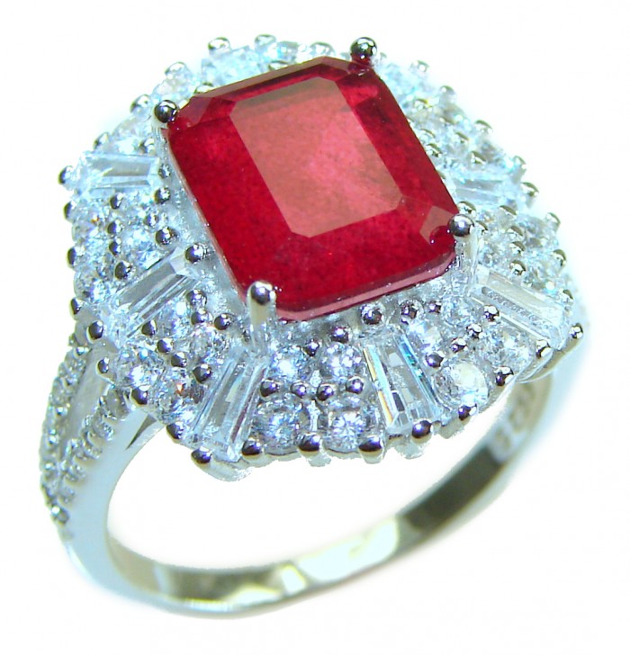 Eternity - Born to Glam authentic 6.3 carat Ruby .925 Silver handcrafted Eternity Ring s. 7 1/4