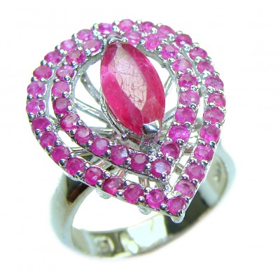 Eternity - Authentic 11.3 carat Ruby .925 Silver handcrafted Eternity Ring s. 7 1/4