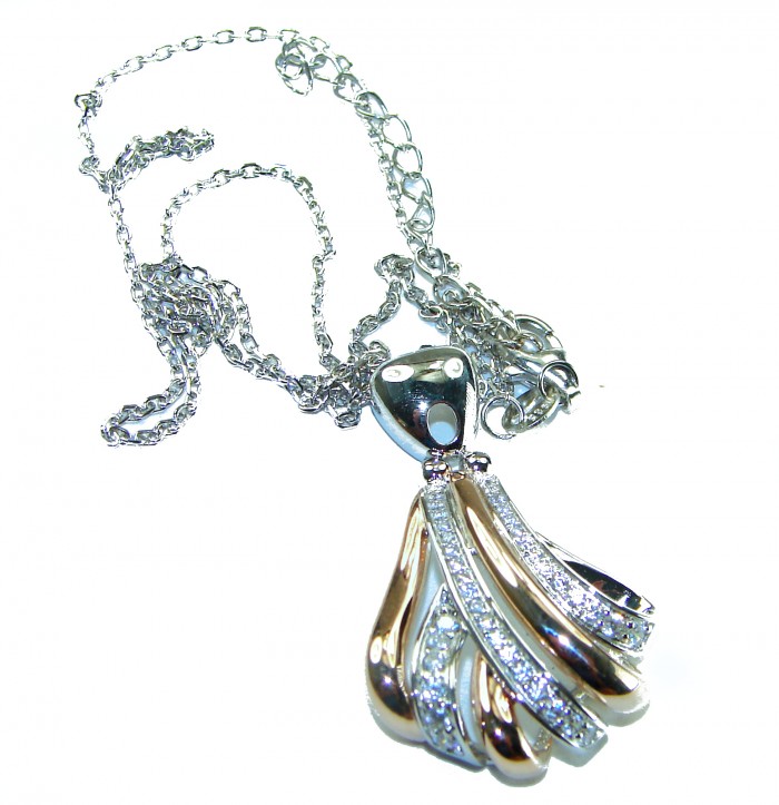 Venus White Topaz 2 tones .925 Sterling Silver necklace
