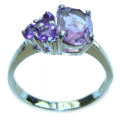 2.6 carat African Amethyst .925 Sterling Silver Handcrafted Ring size 5 1/2