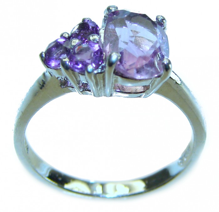 2.6 carat African Amethyst .925 Sterling Silver Handcrafted Ring size 5 1/2