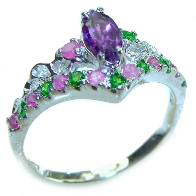 Stephani 0.6 carat African Amethyst .925 Sterling Silver Handcrafted Ring size 8