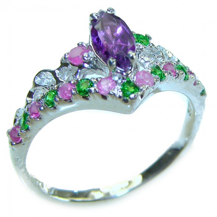 Stephani 0.6 carat African Amethyst .925 Sterling Silver Handcrafted Ring size 8