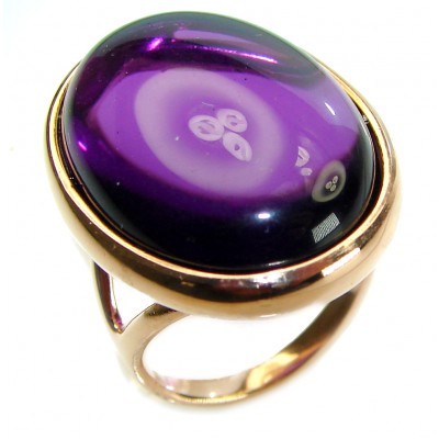 Purple Full Moon 21.2 carat Amethyst 14K Gold over .925 Sterling Silver Handcrafted Large Ring size 7