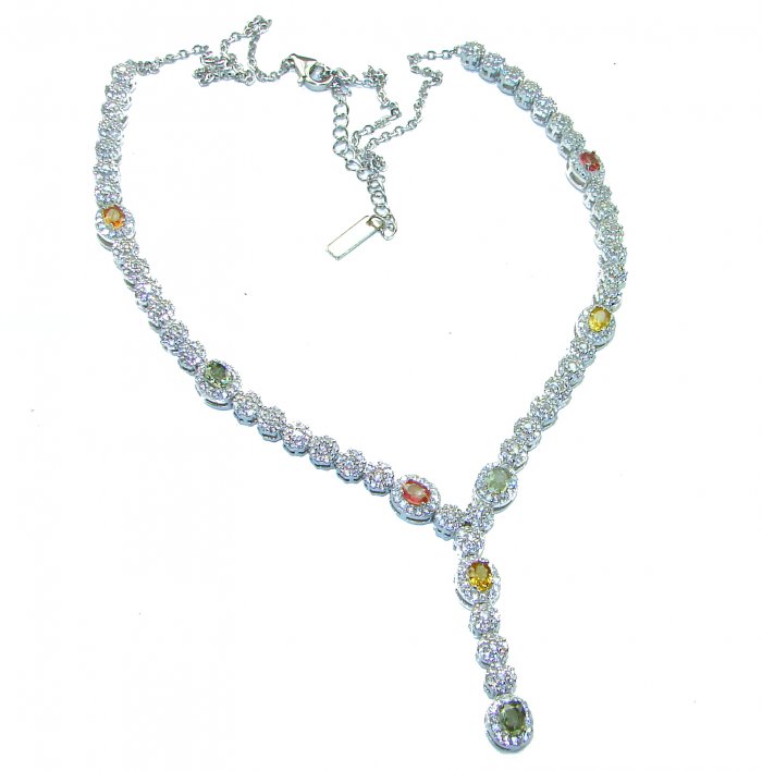 Divas's Dream 12.4 carat natural multicolor Sapphire .925 Sterling Silver handcrafted necklace - video
