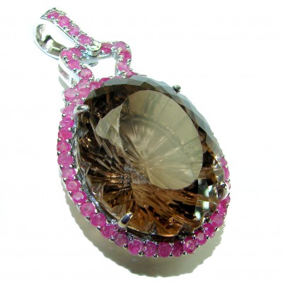 Imperial Topaz Luxurious Brazilian 88.5 carat Smoky Topaz .925 Sterling Silver handmade Pendant