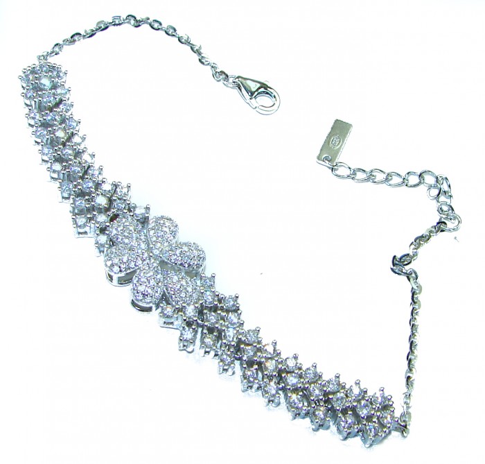 Precious genuine 35.9 carat White Topaz .925 Sterling Silver handcrafted .925 Sterling Silver Bracelet