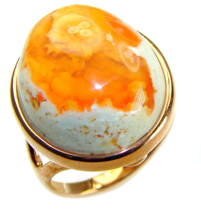 Queen of Fire best quality 25.4 carat Mexican Opal 18K Rose Gold over .925 Sterling Silver handmade ring 8 1/4