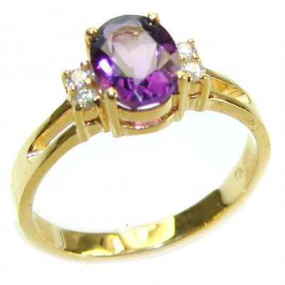 Real Gold 1.8 carat AUTHENTIC Amethyst 585 stamped Real Gold Ring size 7