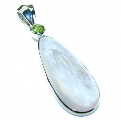 Brazilian Beauty best quality 32.5 carat Rose Quartz .925 Sterling Silver handmade Pendant