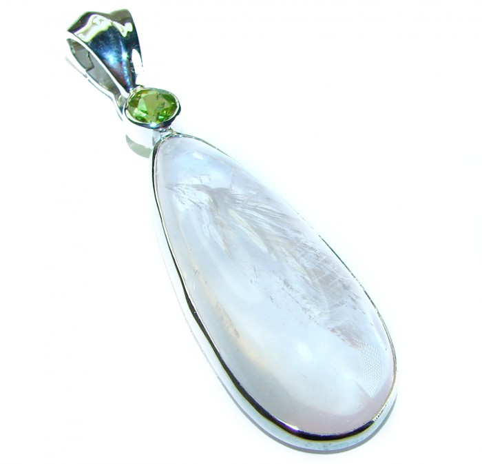 Brazilian Beauty best quality 32.5 carat Rose Quartz .925 Sterling Silver handmade Pendant