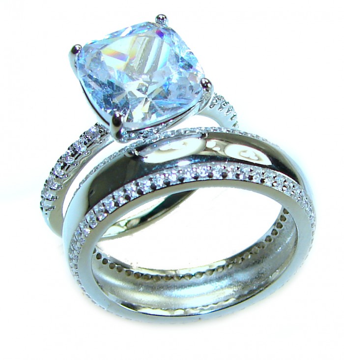 Dazzling - 4.6 carat White Topaz .925 Sterling Silver handcrafted stack ring size 8 1/4