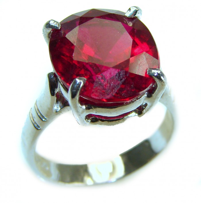 Bella Rosa authentic 10.5 carat Red Topaz .925 Silver handcrafted Cocktail Ring s. 7