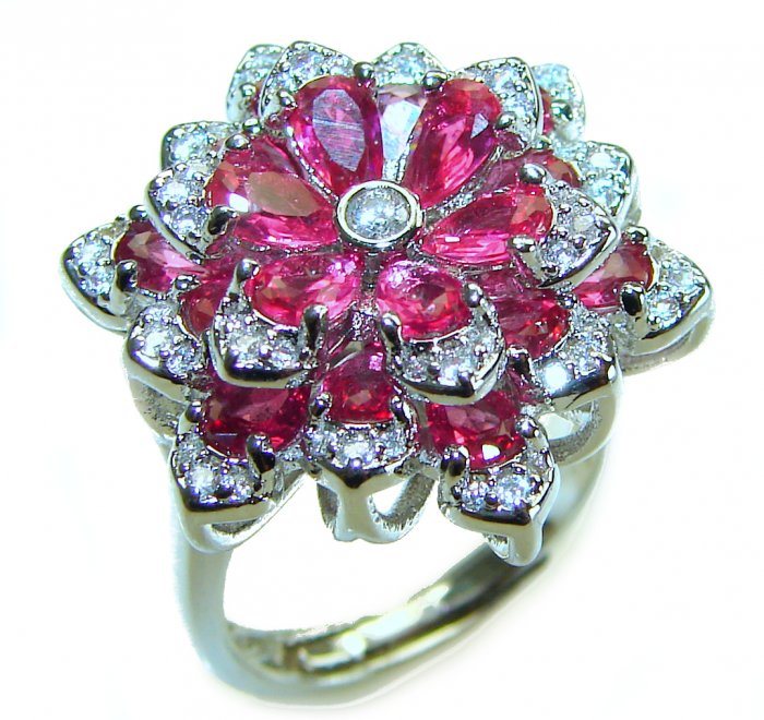 Wild Red Rose Natural 8.5 carat Ruby .925 Sterling Silver handmade Statement Ring size 6 - video