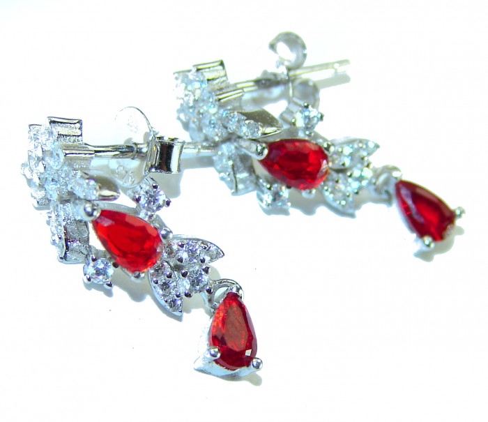 Isabella - Beauty of Nature- natural 4.5 carat Ruby .925 Sterling Silver handmade Statement Earrings