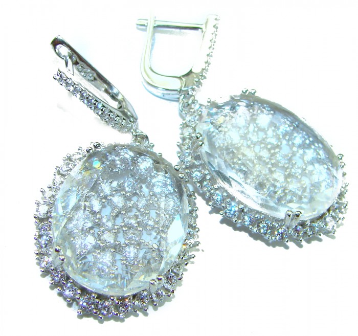 Catharsis natural 15.5 carat White Topaz .925 Sterling Silver handcrafted earrings
