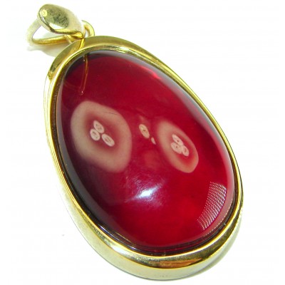 Prehistoric Authentic Cherry Baltic Amber 14K Gold over .925 Sterling Silver beautifully handcrafted Pendant
