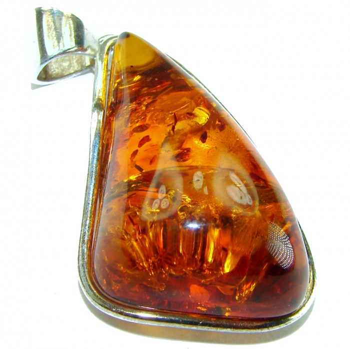 Prehistoric Authentic Golden Baltic Amber .925 Sterling Silver beautifully handcrafted Pendant