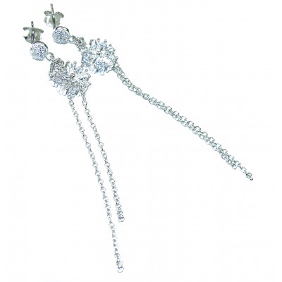 Fabulous 3.8 carat White Topaz .925 Sterling Silver Handcrafted Statement earrings