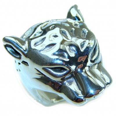 Panthère's Head .925 Sterling Silver handcrafted Statement Ring size 6