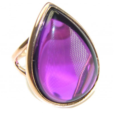 Purple Tear 22.2 carat Amethyst 14K Gold over .925 Sterling Silver Handcrafted Large Ring size 7