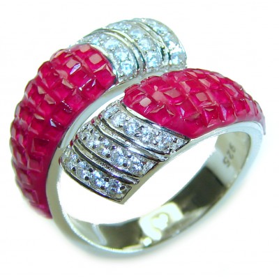 Born to Glam authentic Ruby .925 Silver handcrafted Eternity Ring s. 6