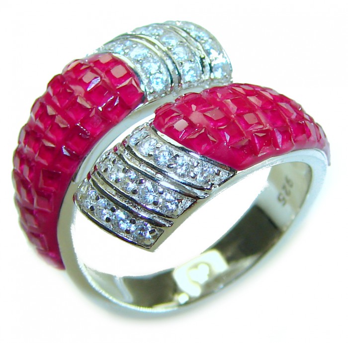 Born to Glam authentic Ruby .925 Silver handcrafted Eternity Ring s. 6