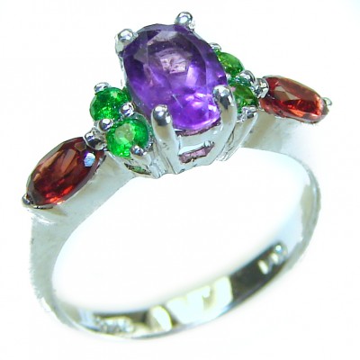 Elza 1.2 carat African Amethyst .925 Sterling Silver Handcrafted Ring size 5 3/4